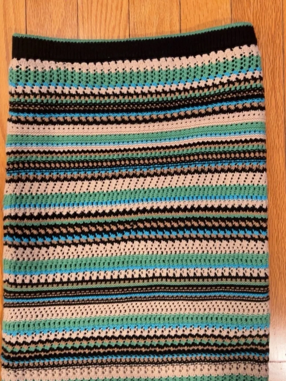 Rachel Zoe Striped Crochet Maxi Skirt & Cropped Tank in Teal, Black & Cream - Picture 5 of 7